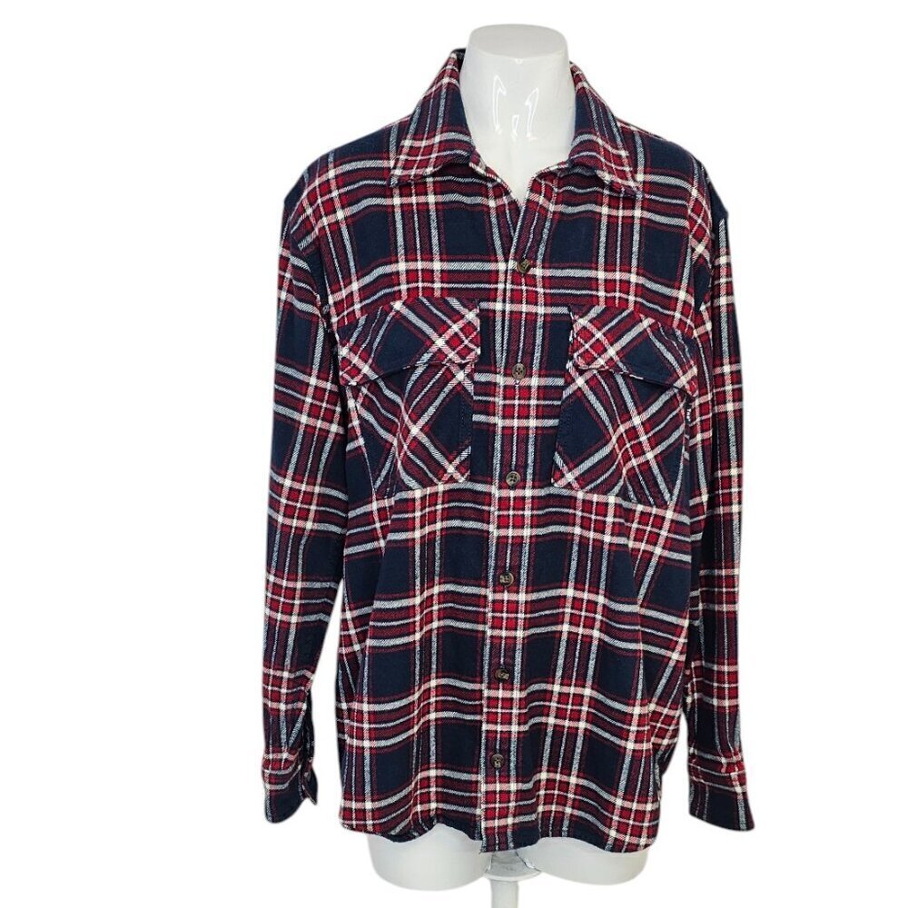 Aritzia TNA Womens Thick Flannel Button Up Long Sleeve, Plaid, Cotton, Size XS